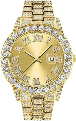 SENRUD Unisex Crystal Watch Fashion Diamond Watch Mens Womens Full Iced Out Watches Luxury Diamond Bracelet Watch